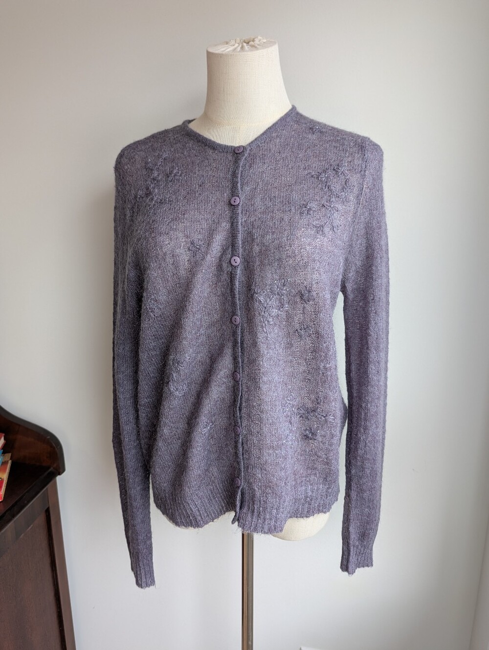 Vintage Kasper mohair blend Beaded cardigan